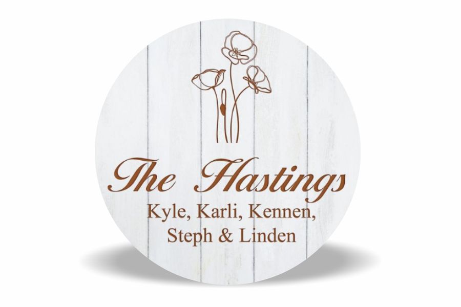 Round White Wood Wall Decor Sign