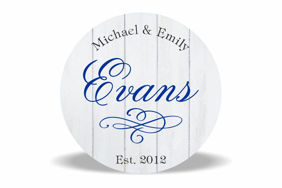 Round White Wood Wall Decor Sign